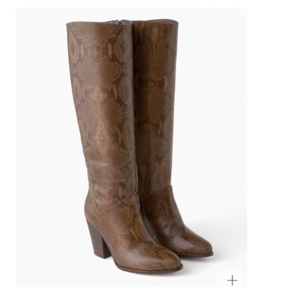 Trask Shoes - Trask Elena Tall Boots muted snake embossed Brazilian leather size 8